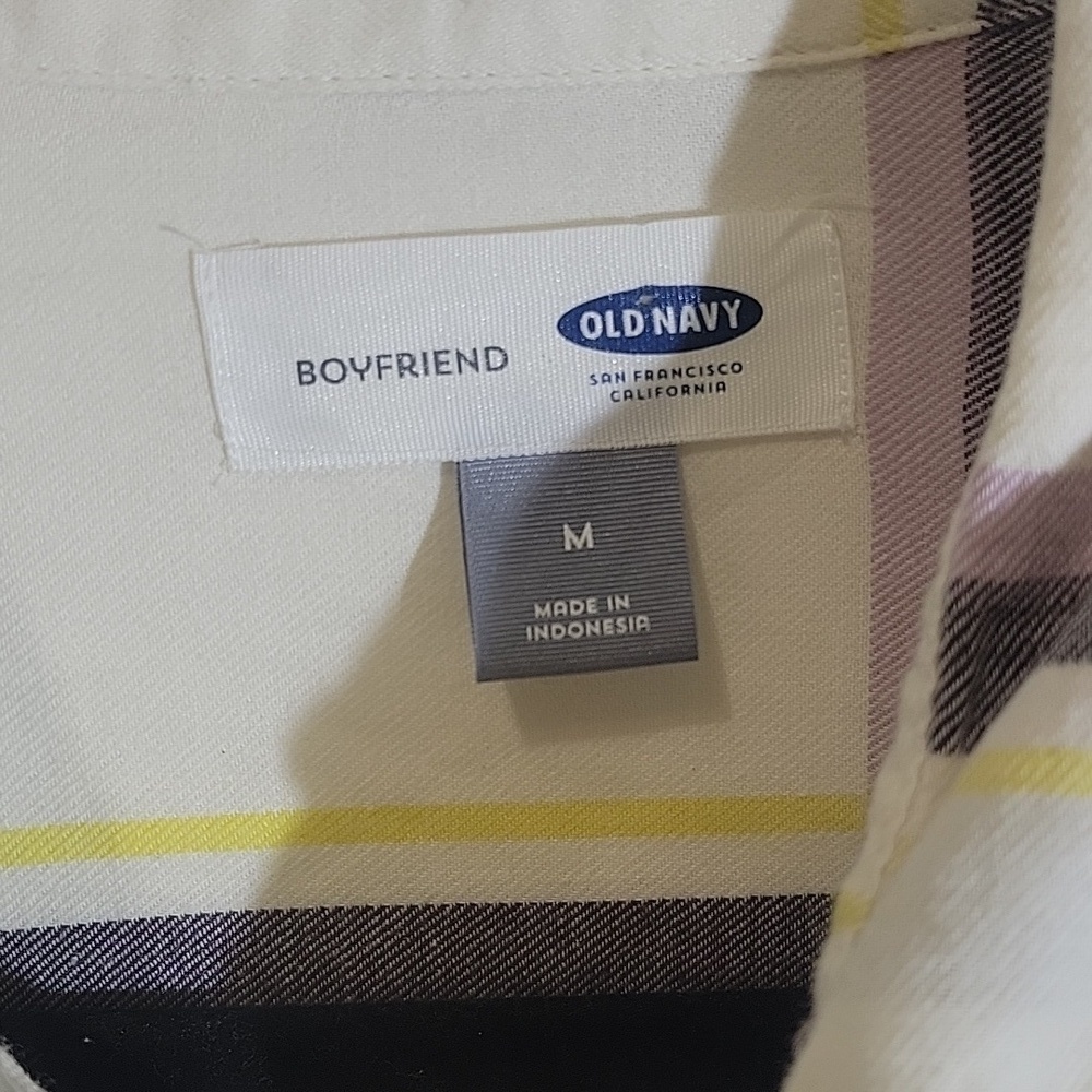 Old Navy Purple, Yellow, and Black Plaid Flannel Shirt - Picture 2 of 5